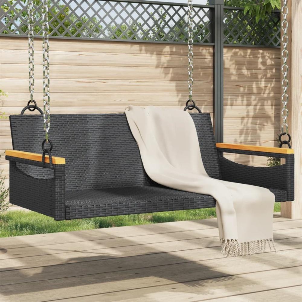 vidaXL Hängebank Schwarz 109x62x40 cm Poly Rattan 368143 Bild 1