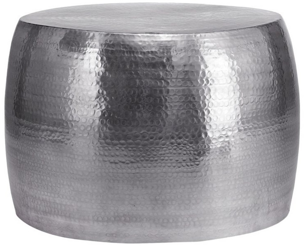 WOMO-DESIGN Couchtisch Ø 59x41 cm Loungetisch für Wohnzimmer, Rund Ø59x41cm Silber Zylinder Unikat Aluminium Hammerschlag Metall Bild 1