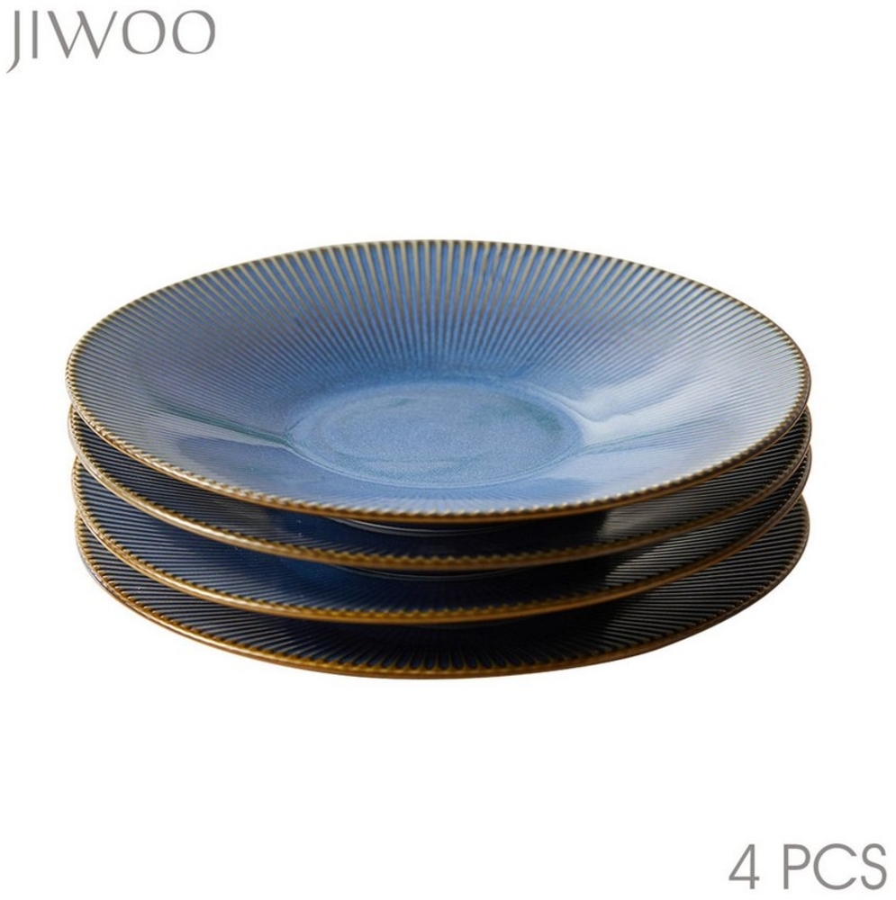 JIWOO Teller 4er,Ø21,5cm,Frühstücksteller,Salatteller,Dessertteller,Pastateller, (4 St), Keramik,Mikrowellen-und spülmaschinenfest,Glänzende Reaktivglasur Bild 1