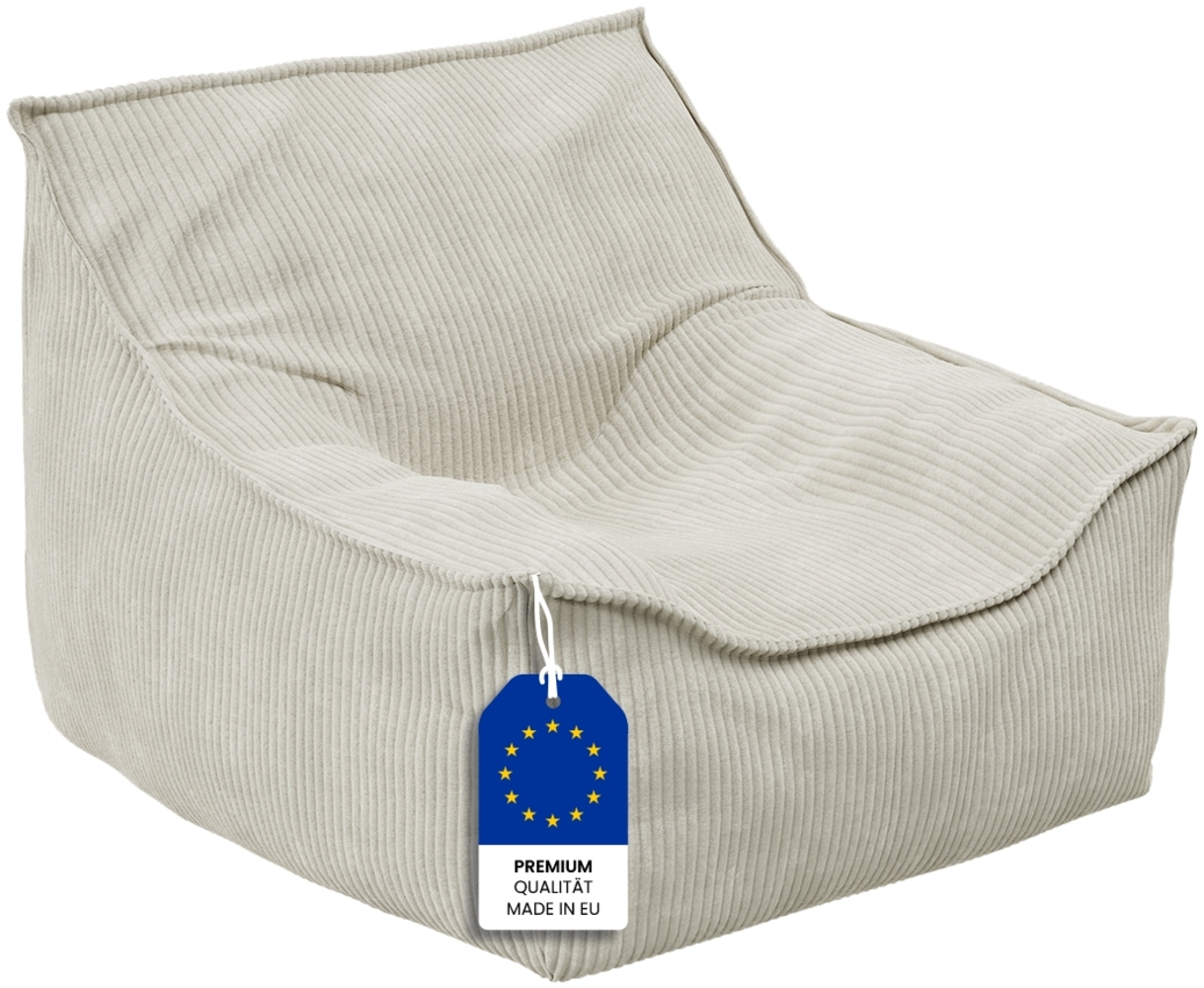 Bellabino 'Cleo' Sitzsack für Kinder aus Cord, mit EPS-Perlen-Füllung, beige, Kindersitzsack mit abnehmbarem und waschbarem Bezug Bild 1