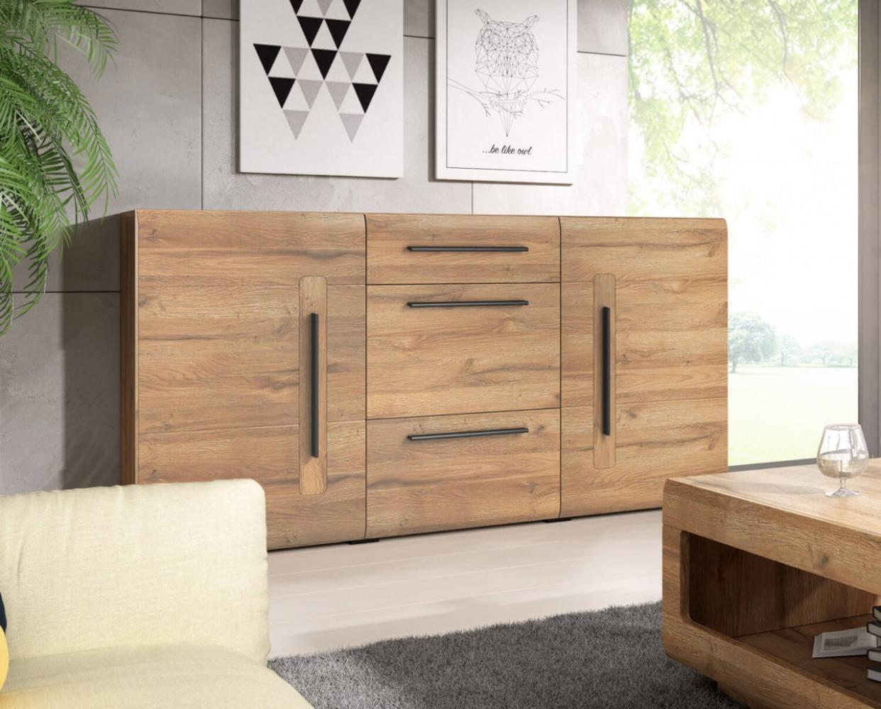 Sideboard "Tula" Kommode 180cm MDF eiche grandson 2-türig Bild 1