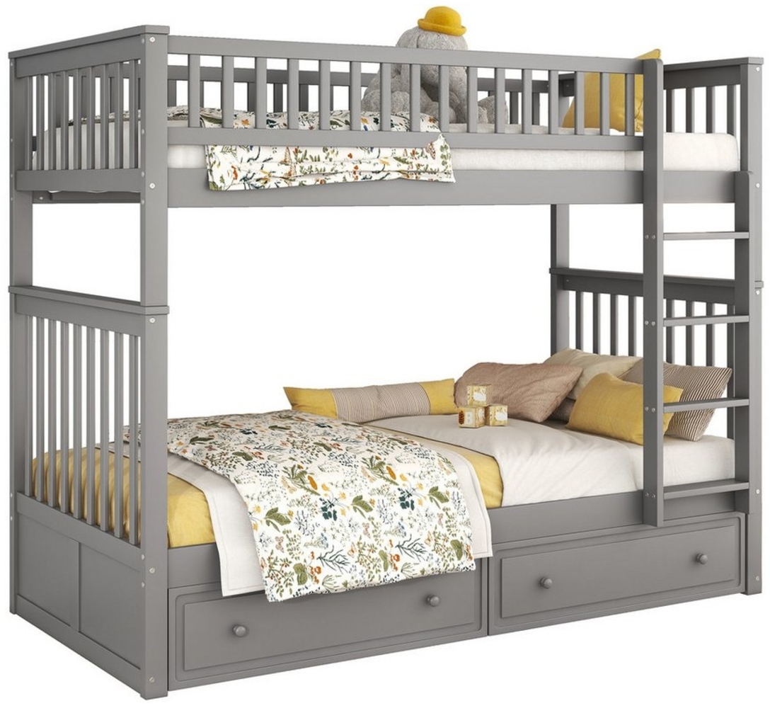 Flieks Etagenbett, Kinderbett mit 2 Schubladen 90x200cm in 2 Einzelbetten umwandelbar Bild 1