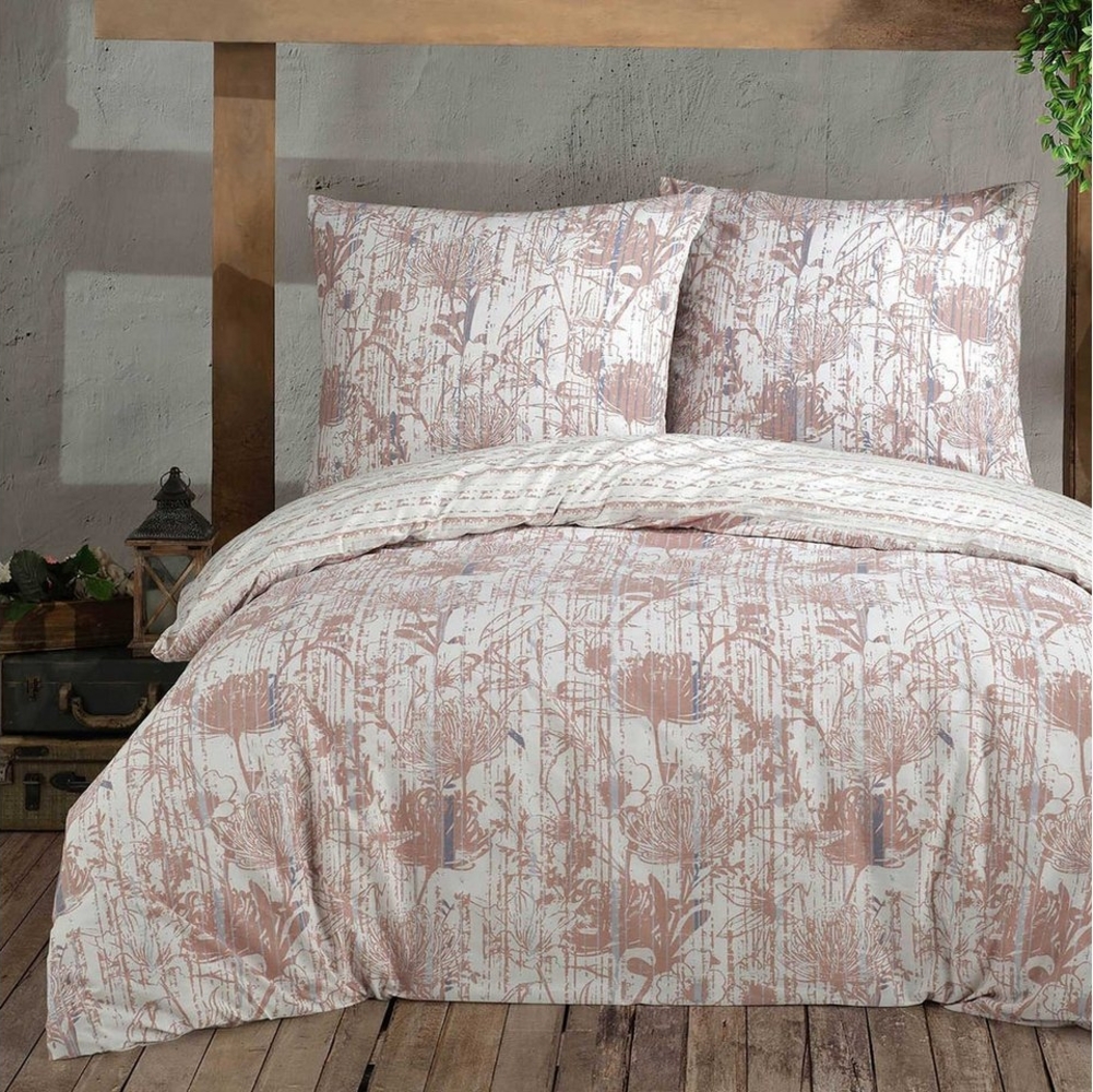 Buymax Bettwäsche Buena Wende-Bettwäsche, Blumen, Renforce: 100% Baumwolle, 2 teilig, mit Reißverschluss, gemustert, Blumen, Braun Weiß, 155x220 cm Bild 1