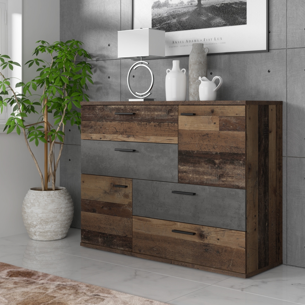 Forte 'Skive' Kommode, Holzwerkstoff Old Wood, 95,9 x 41,3 x 124,9 cm Bild 1