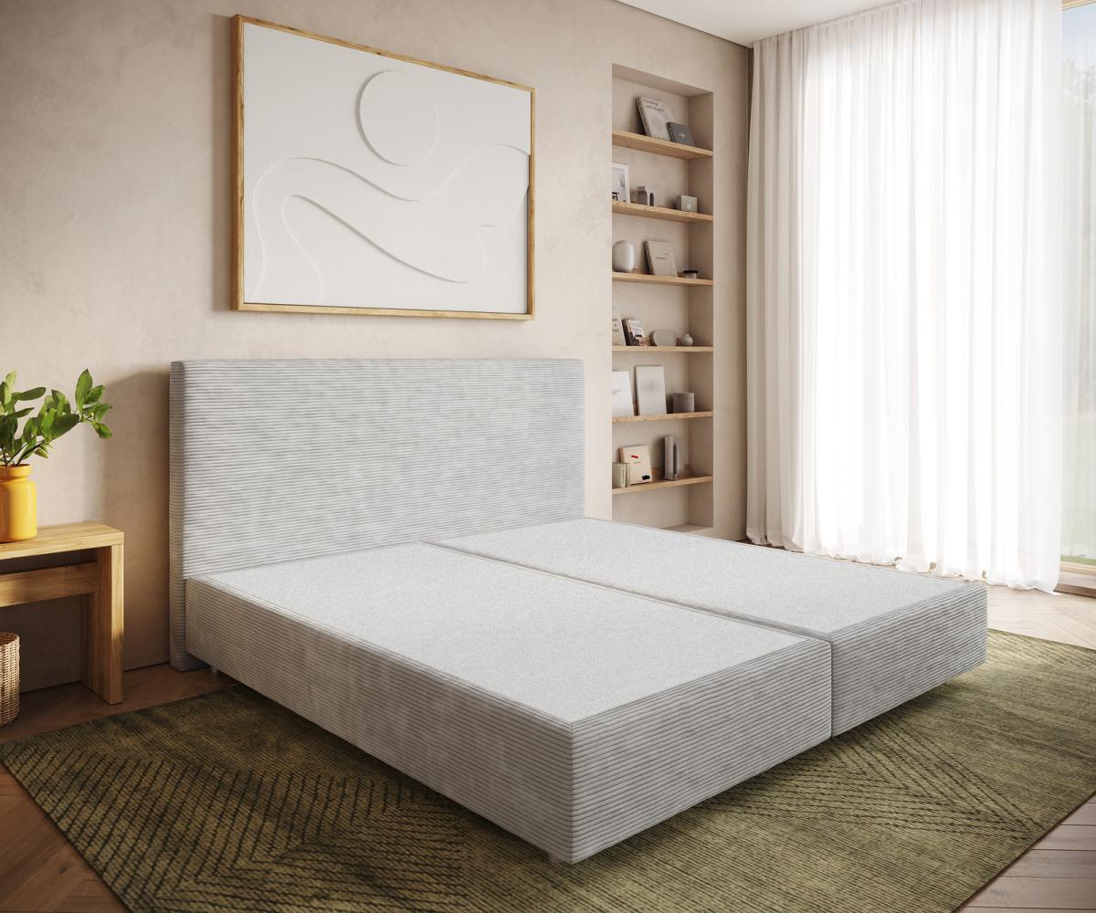 Boxspringgestell Dream-Well Cord Silbergrau 200x200 cm Bild 1