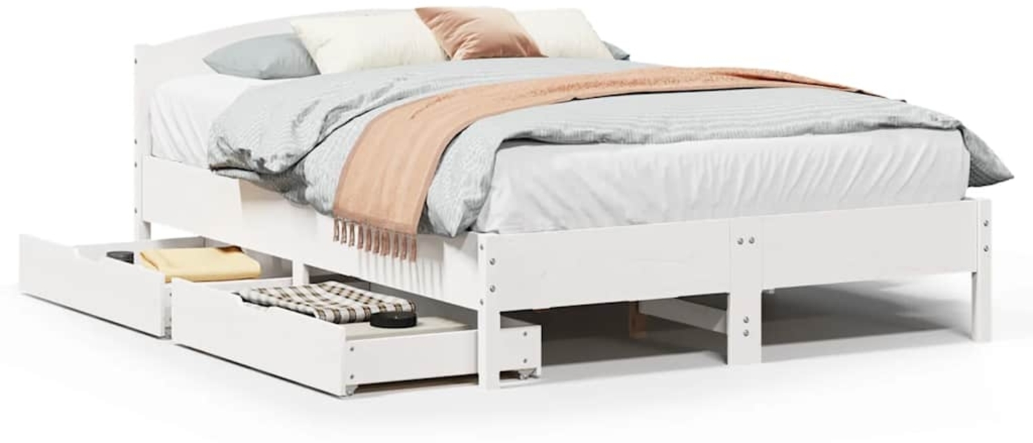 vidaXL Massivholzbett ohne Matratze Weiß 120x200 cm Kiefernholz 3301831 Bild 1