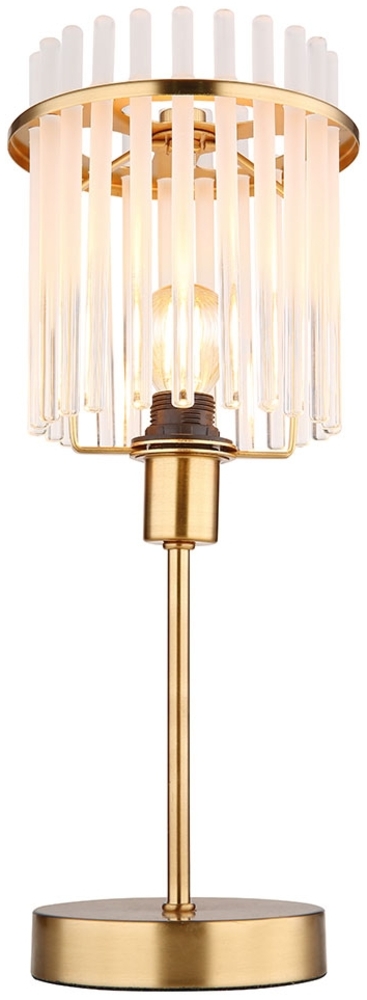 LED Tischleuchte, Metall, Gold, Glasstäbe, E14, H 37,5 cm Bild 1