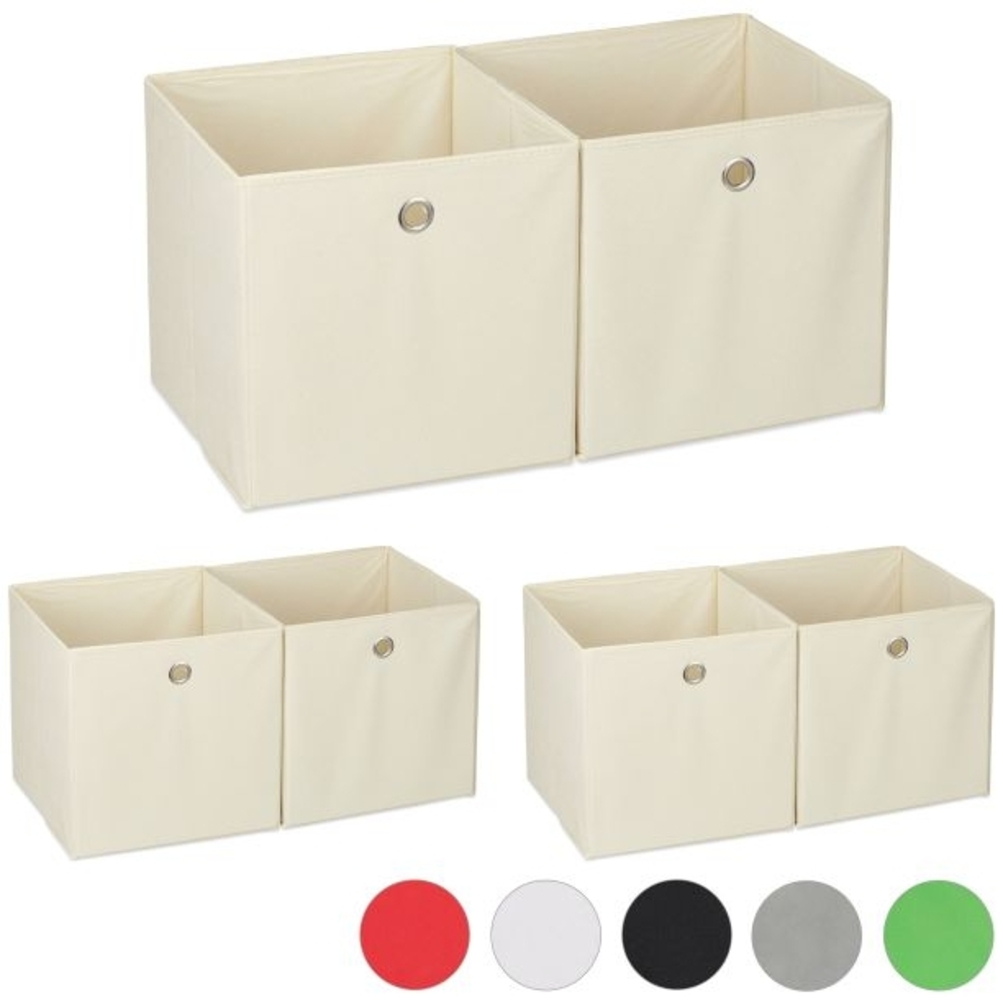 6 x Aufbewahrungsbox Stoff beige Bild 1