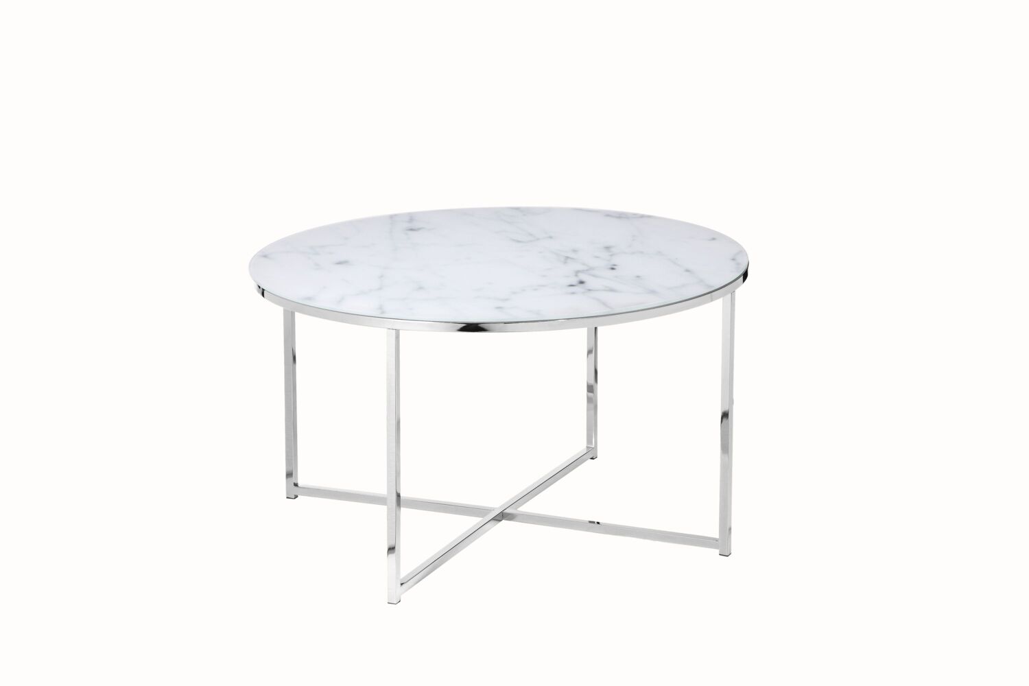 Couchtisch Ø80cm Marmor Optik Glastisch Sofatisch Beistelltisch Wohnzimmer Tisch Bild 1