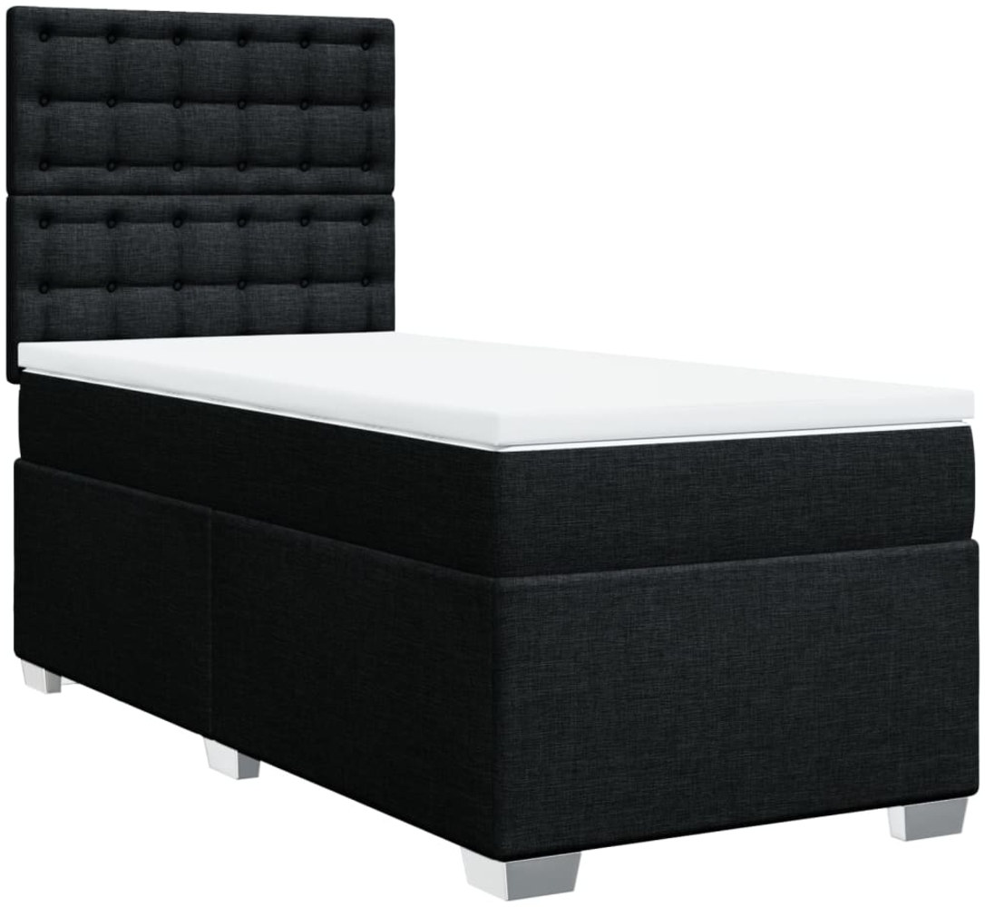 vidaXL Boxspringbett mit Matratze Schwarz 90x190 cm Stoff 3290359 Bild 1