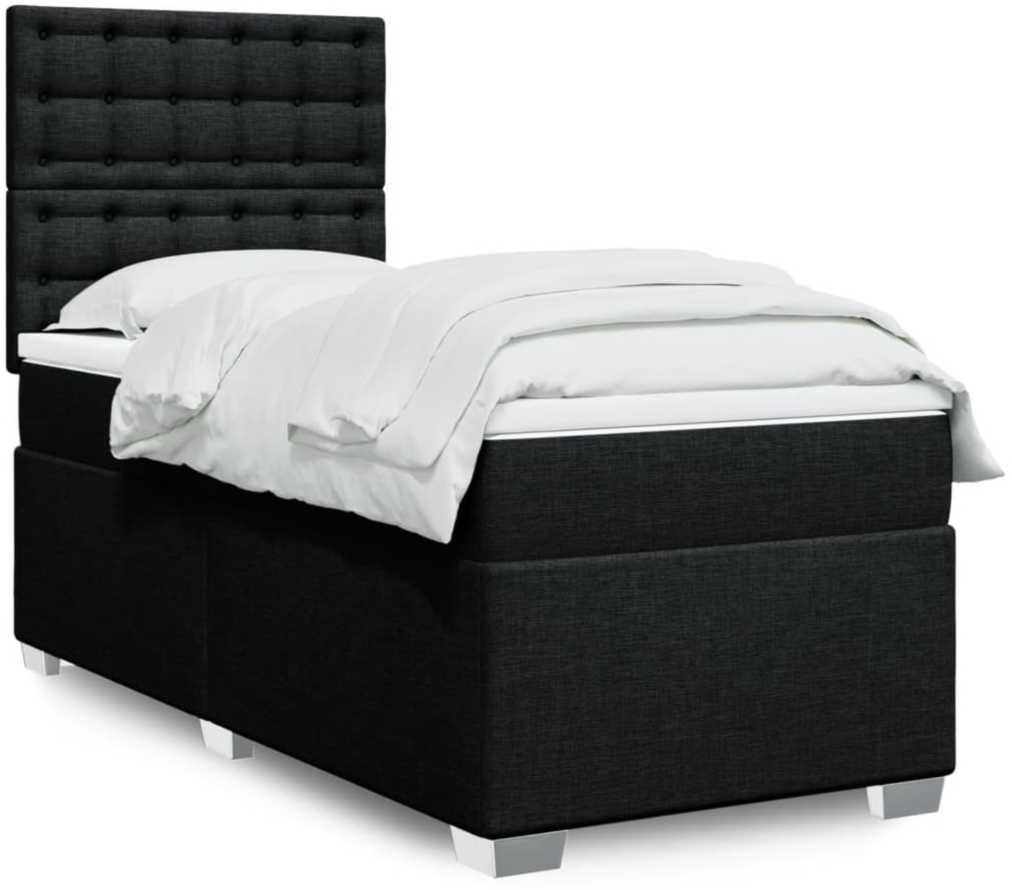 vidaXL Boxspringbett mit Matratze Schwarz 90x190 cm Stoff 3290359 Bild 1