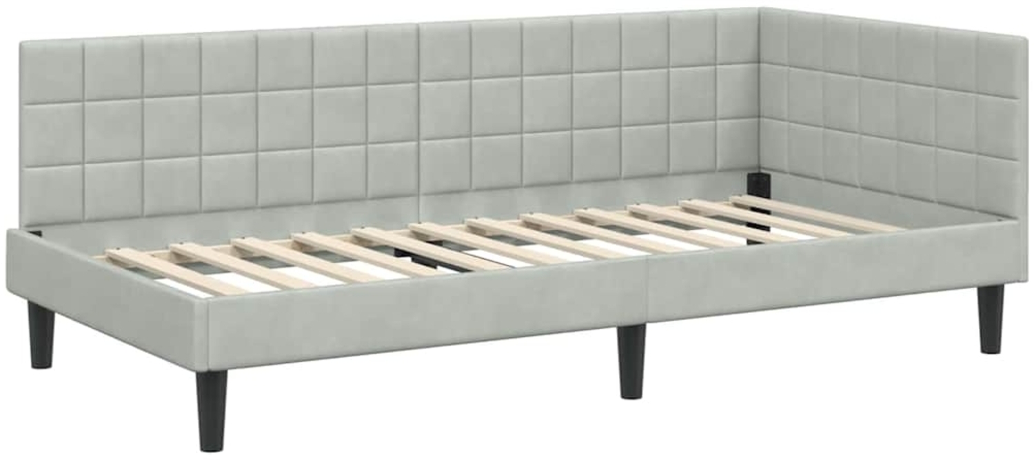 vidaXL Eckbettgestell mit Kopfteil Hellgrau 90 cm x 200 cm Stoff 42016428 Bild 1