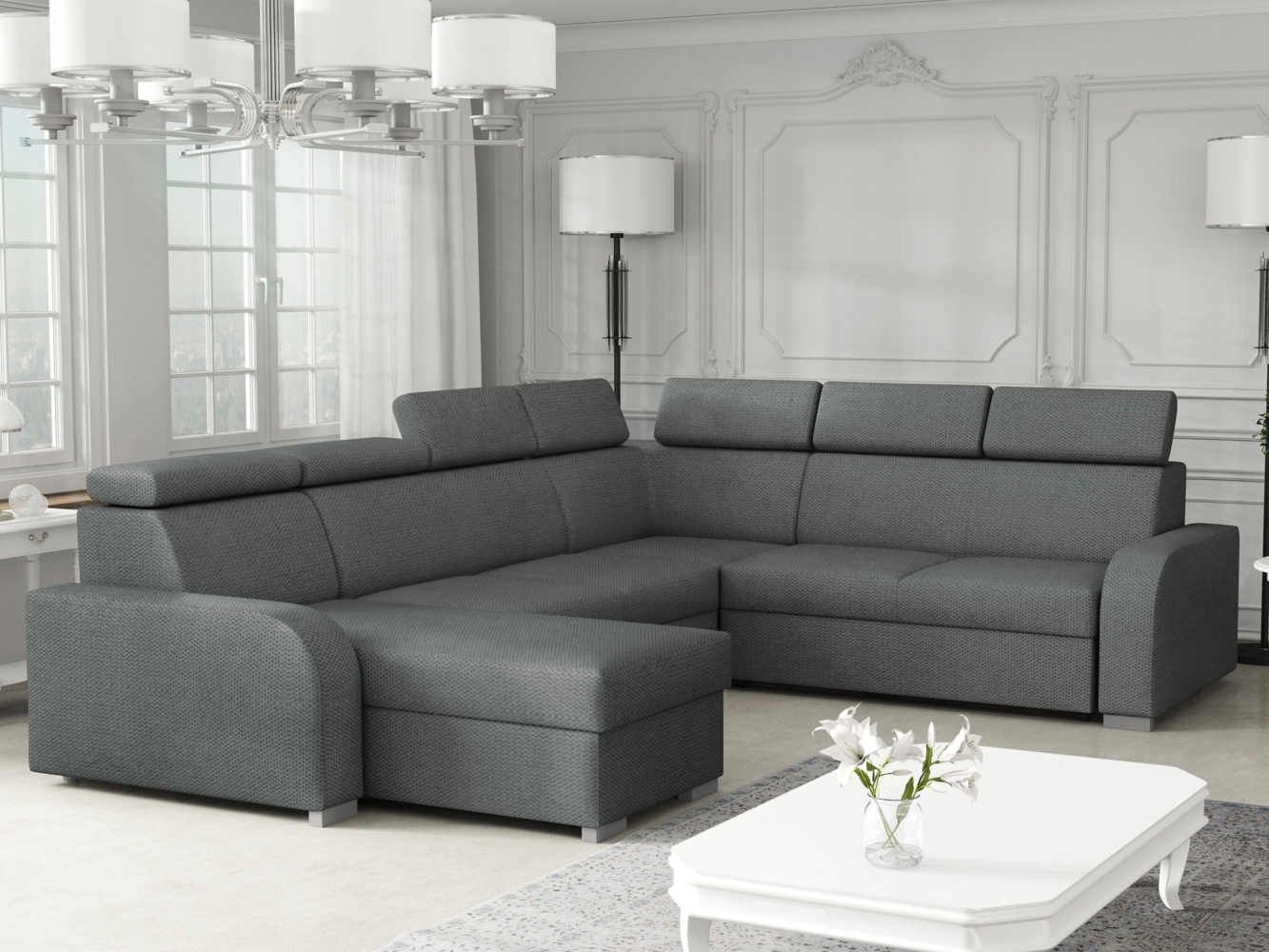 Wohnlandschaft Apollo 2rR2pLC mit Schlaffunktion und Bettkasten (Farbe: Crown 18) Bild 1