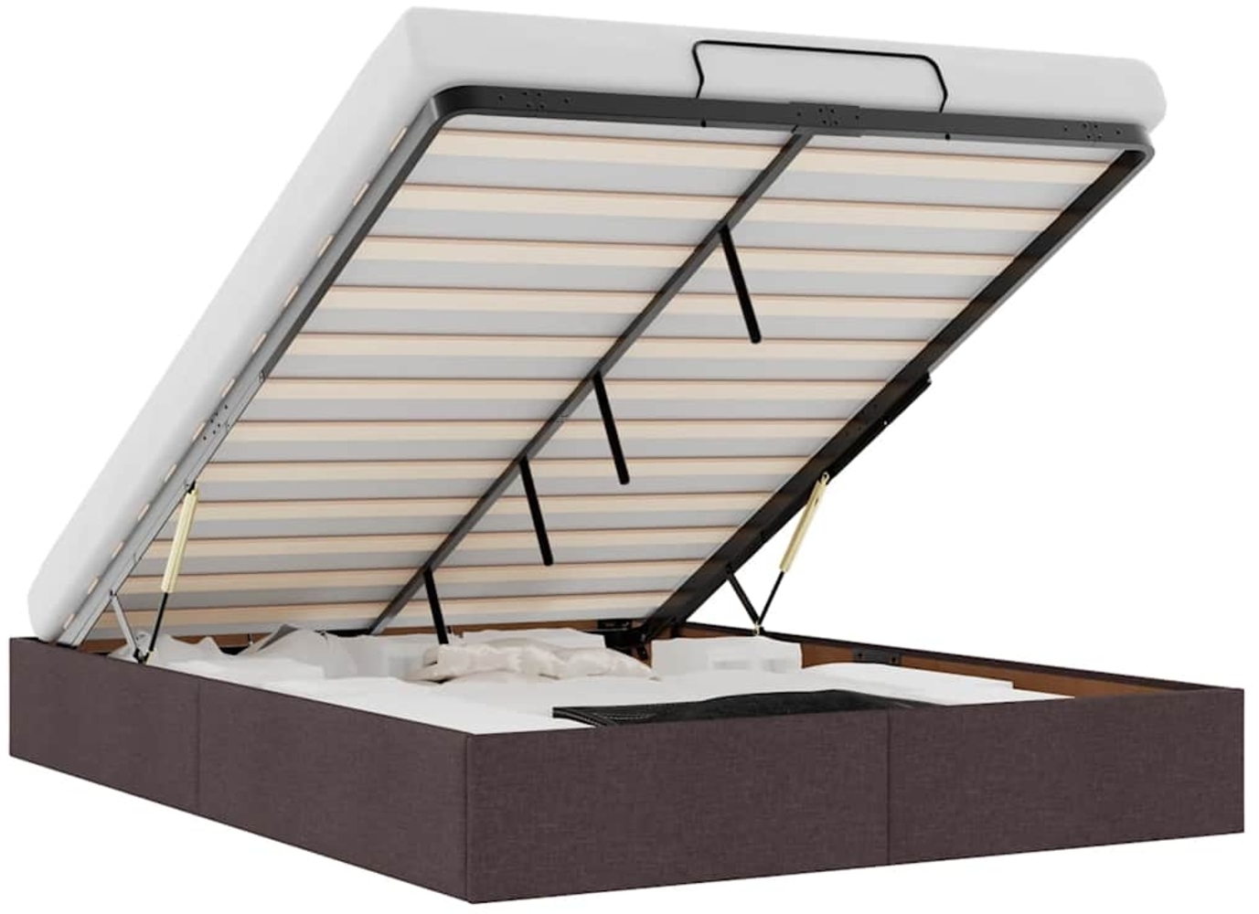 vidaXL Ottoman-Bett ohne Matratze Dunkelbraun 140x190 cm Stoff 3310878 Bild 1