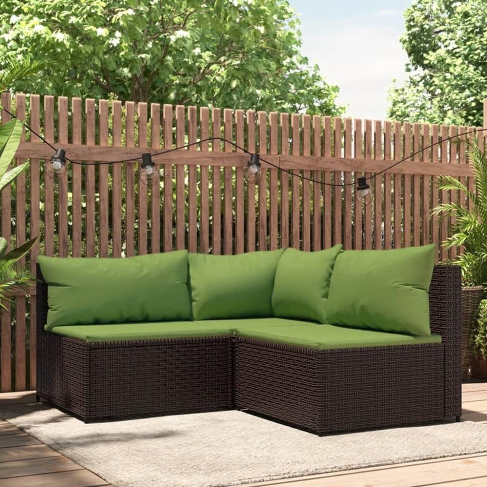 vidaXL 3-tlg. Garten-Lounge-Set mit Kissen Braun Poly Rattan 319828 Bild 1