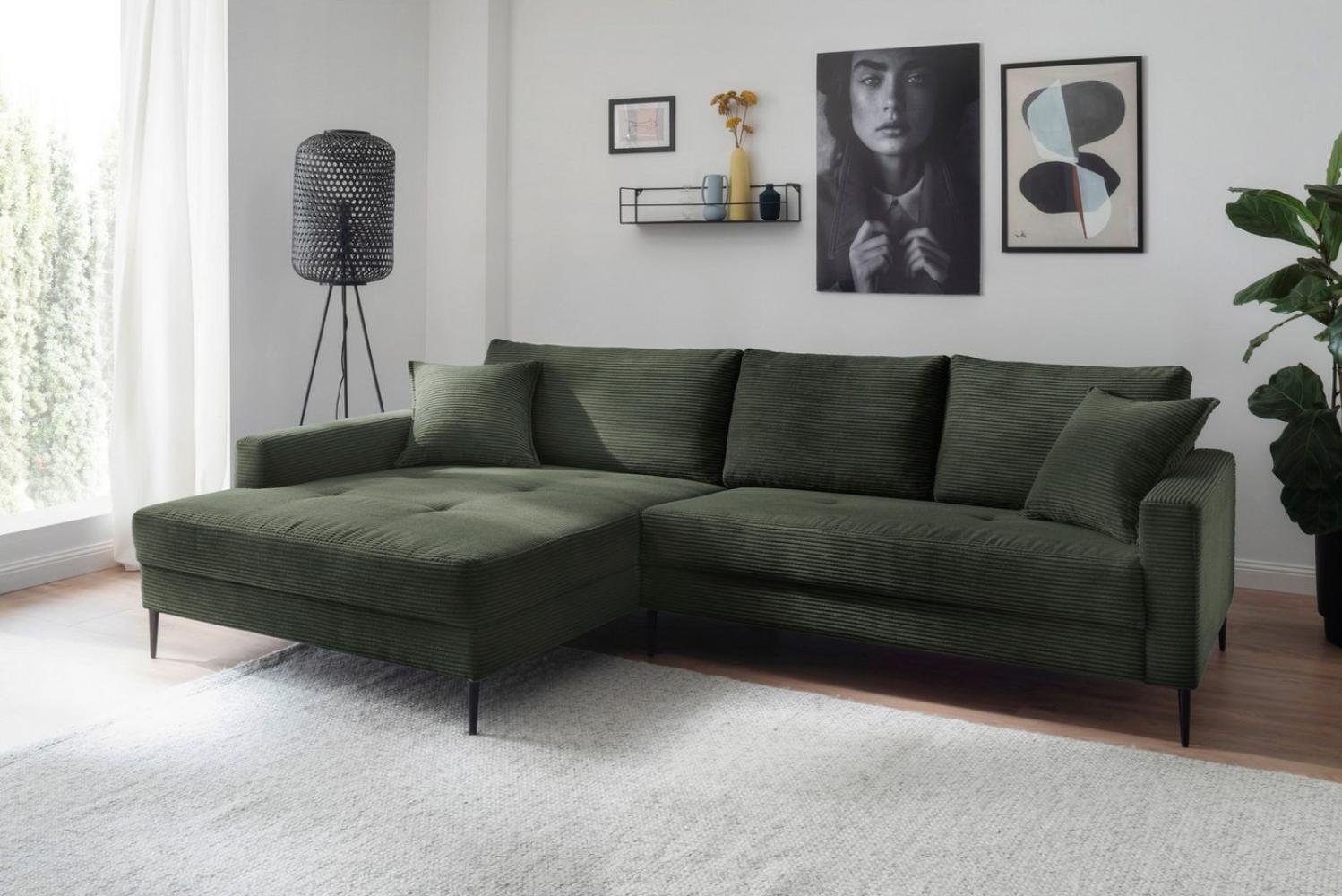 Trends by HG Ecksofa Summer L-Form, in Cord-Stoff mit Metallfuß Bild 1