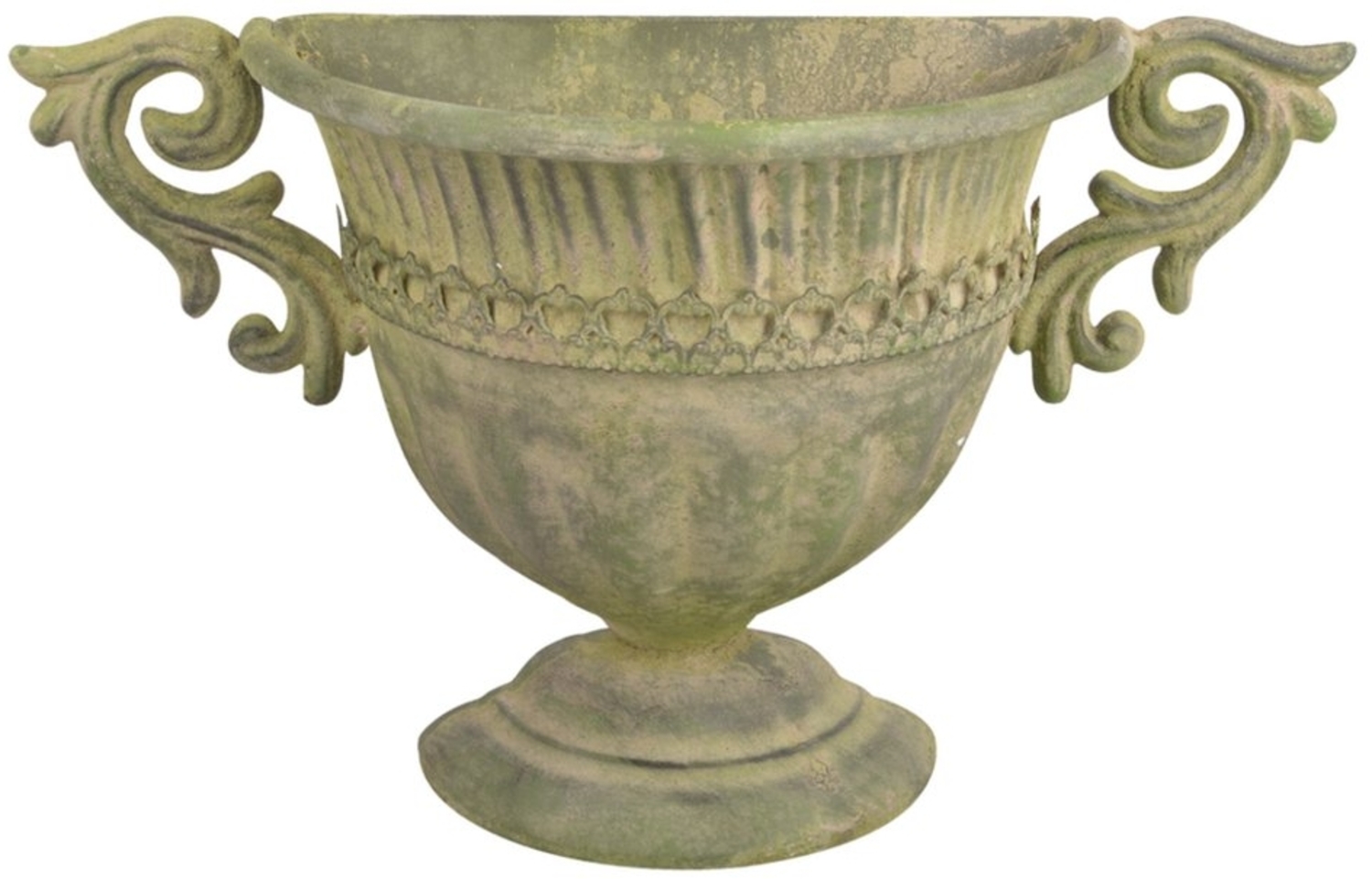 Wand Topf Aged Metall Grün Vase Pokal Kübel Umtopf Blumen Vintage Hänge Korb Bild 1