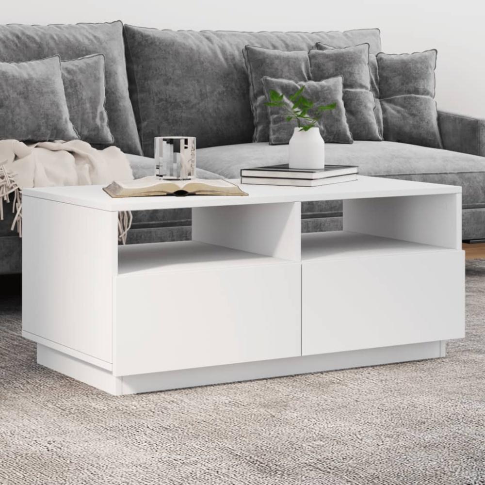 vidaXL Couchtisch mit LED-Leuchten Weiß 90x49x40 cm 839833 Bild 1