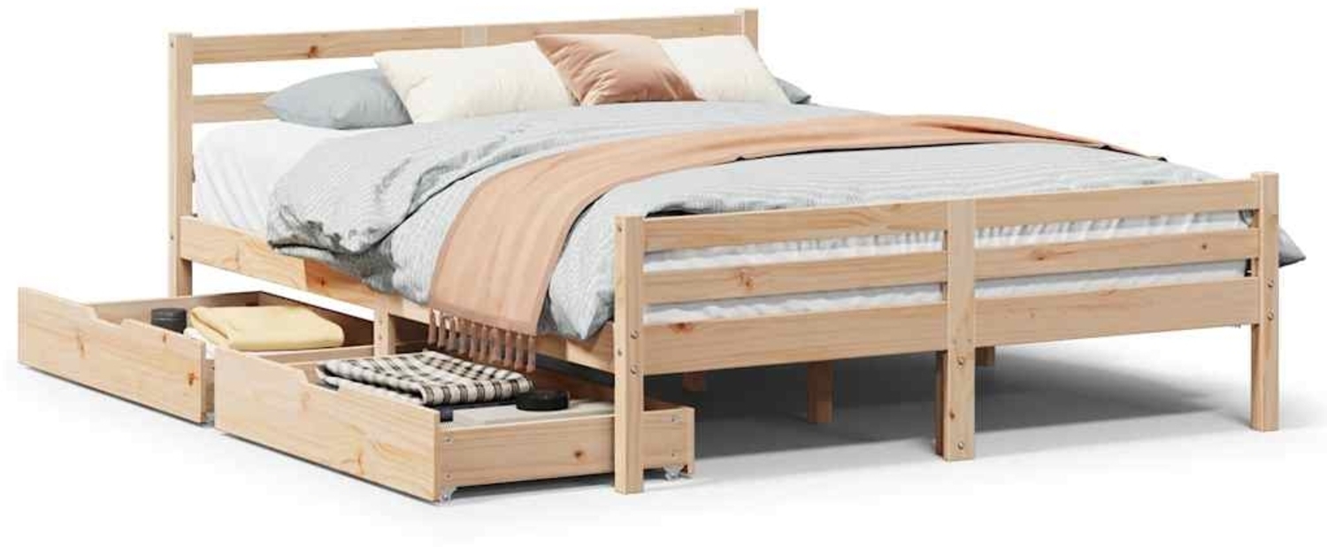 vidaXL Massivholzbett ohne Matratze 160x200 cm Kiefernholz 3301614 Bild 1