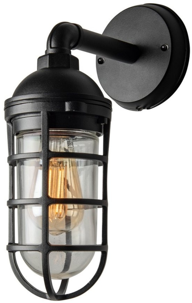 LED Außenwandleuchte aus Aluminium Schwarz & Klarglas, Höhe 33cm Bild 1