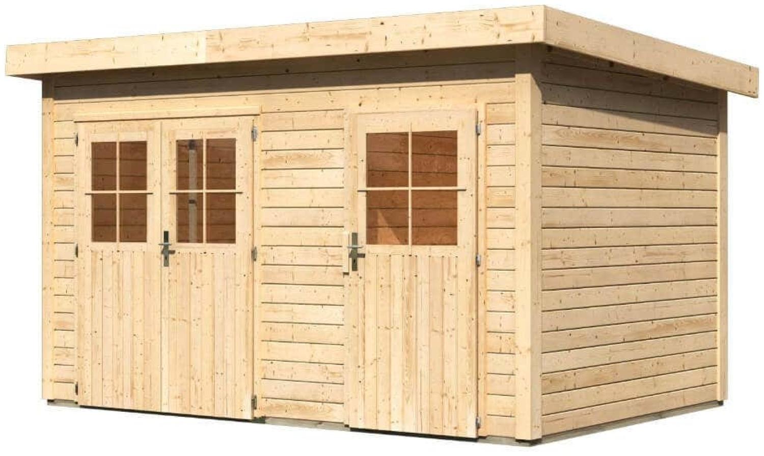 Mittelwandhaus Tintrup - 364x244 cm, 28 mm Holz terragrau, Karibu Bild 1