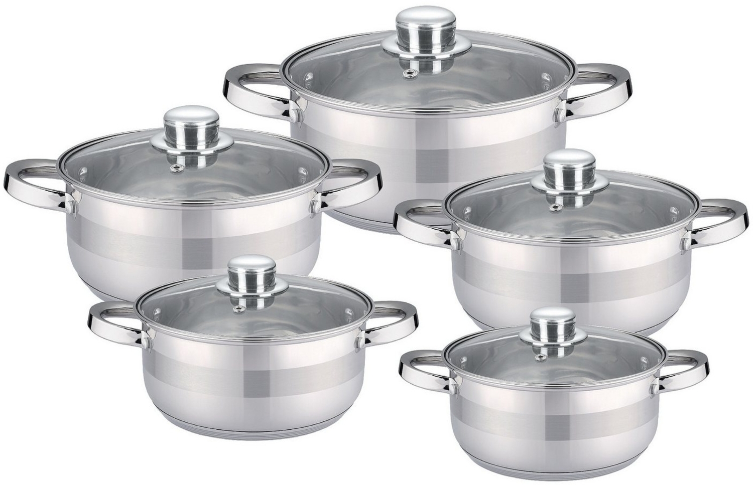 Cheffinger Kochtopf Set Topfset Glasdeckel 10-tlg Induktion Edelstahl CF-SP09 Bild 1