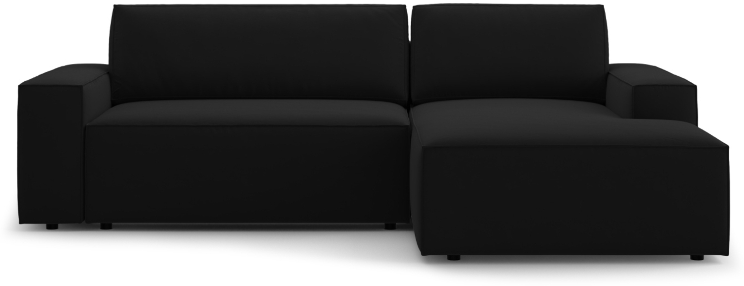 Micadoni Schlaf-Ecksofa Jodie 3-Sitzer Rechts Samtstoff Schwarz Bild 1