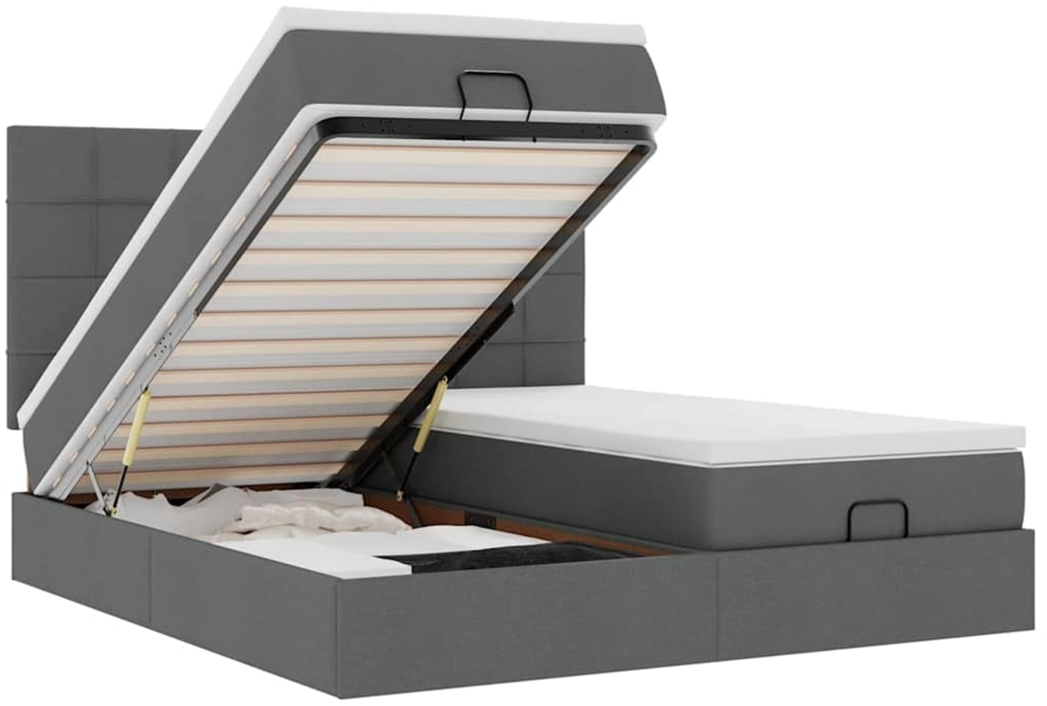 vidaXL Ottoman-Bett mit Matratzen Dunkelgrau 160x200 cm Stoff 3313686 Bild 1