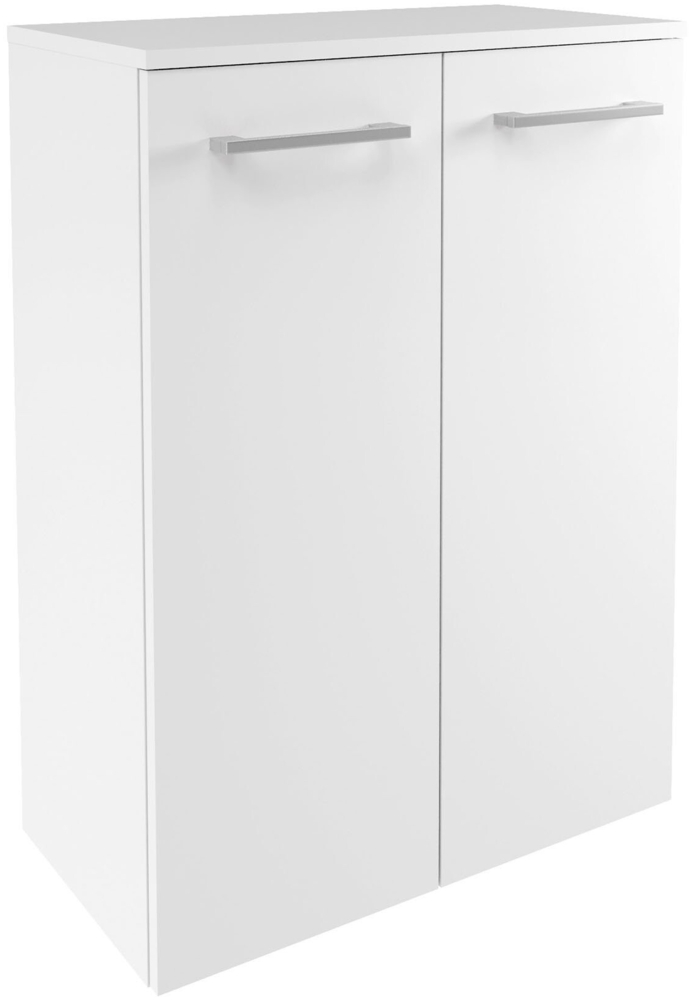 Fackelmann VERONA Doppel Midischrank mit Schublade 60 cm, Weiß Hochglanz Bild 1