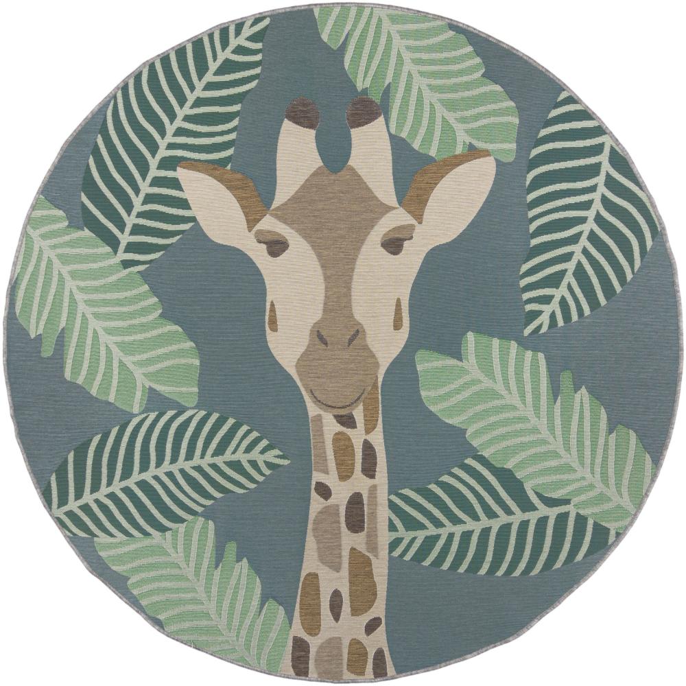 Kadima Design Outdoor-Teppich mit Giraffenmotiv, Kreisrunder Safari-Spielteppich "Yealm Vince". 160x160 cm Bild 1