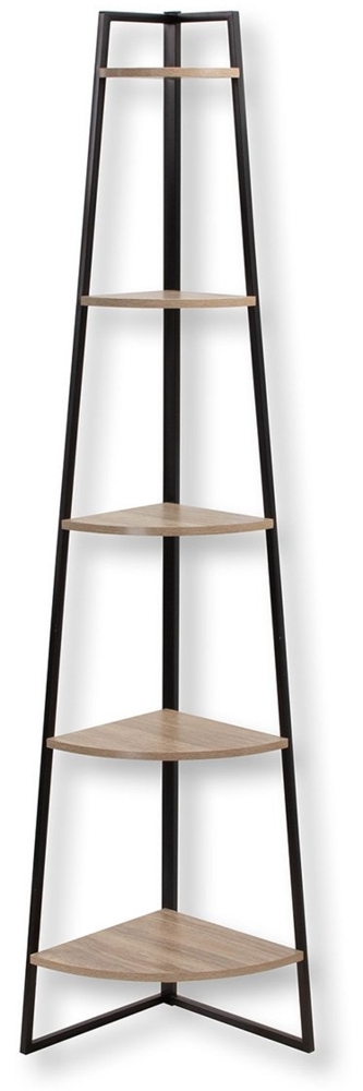 CaliCosy 'COLORADO' Eckregal mit 5 Etagen im Holzdekor H180 cm - Schwarz Bild 1