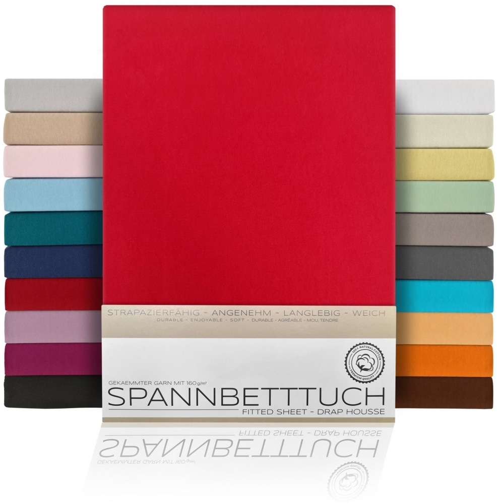 Beautex Spannbettlaken Spannbetttuch Bettlaken aus gekämmter Baumwolle Premium Jersey 160g/m², Jersey, Gummizug: rundum, (1 Stück) Bild 1