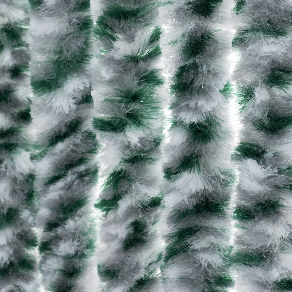 Moritz Flauschvorhang aus Chenille 90 x 200 cm weiss/silber/grün meliert Türvorhang als Fliegenschutz Insektenschutz für Camping Wohnwagen Bild 1