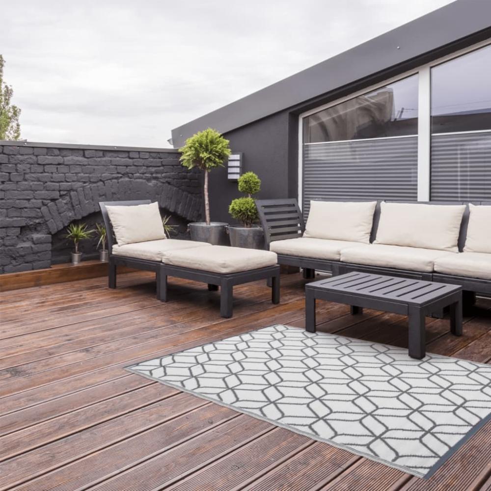 Esschert Design Outdoor-Teppich 180x121 cm Grau und Weiß OC25 421301 Bild 1