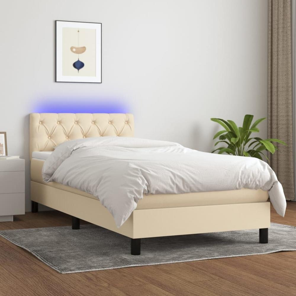 Boxspringbett mit Matratze & LED Stoff Creme 80 x 200 cm, Härtegrad: H2 [3133354] Bild 1