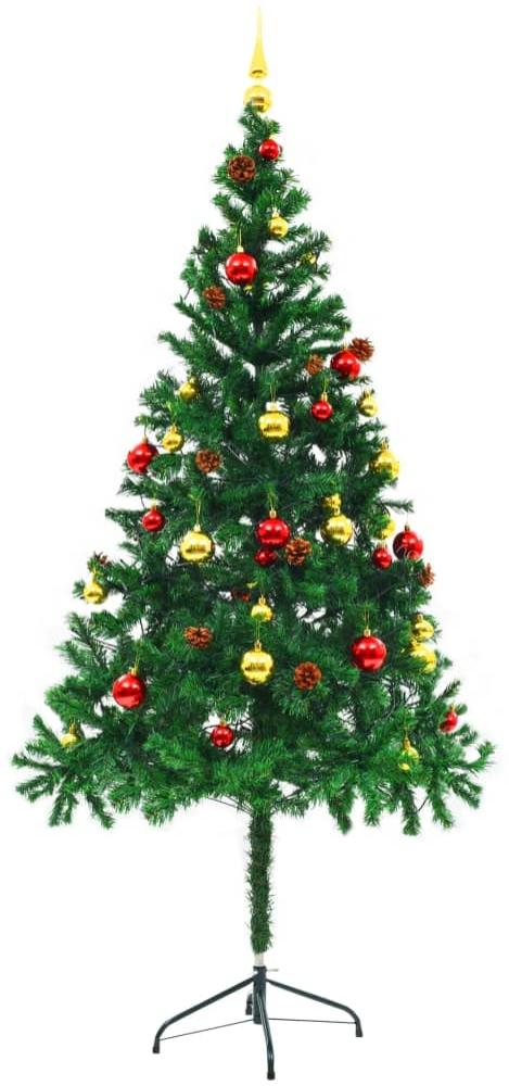 vidaXL Künstlicher Weihnachtsbaum mit Beleuchtung & Kugeln Grün 180 cm 321500 Bild 1
