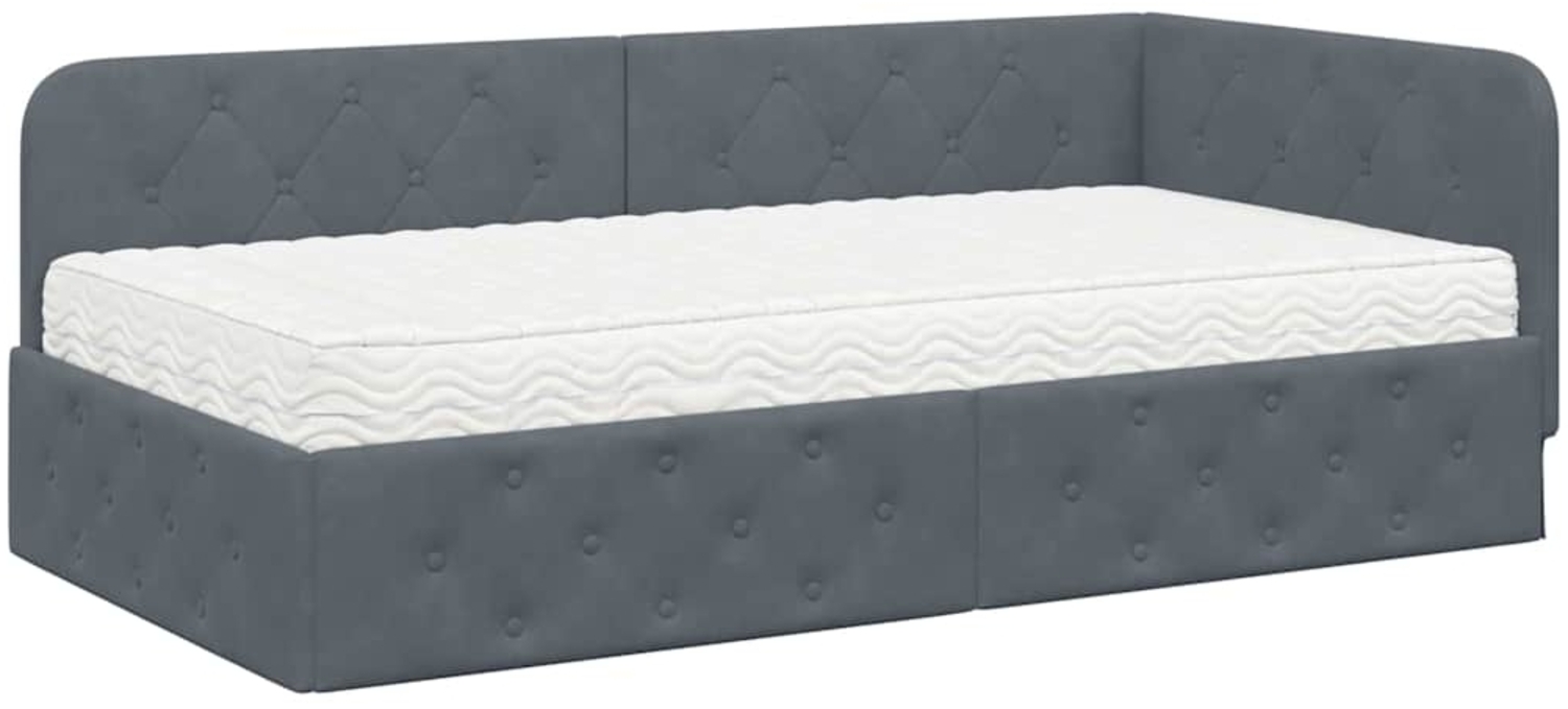 vidaXL Eckbettgestell mit Matratze Dunkelgrau 90x190 cm Samt 3394073 Bild 1