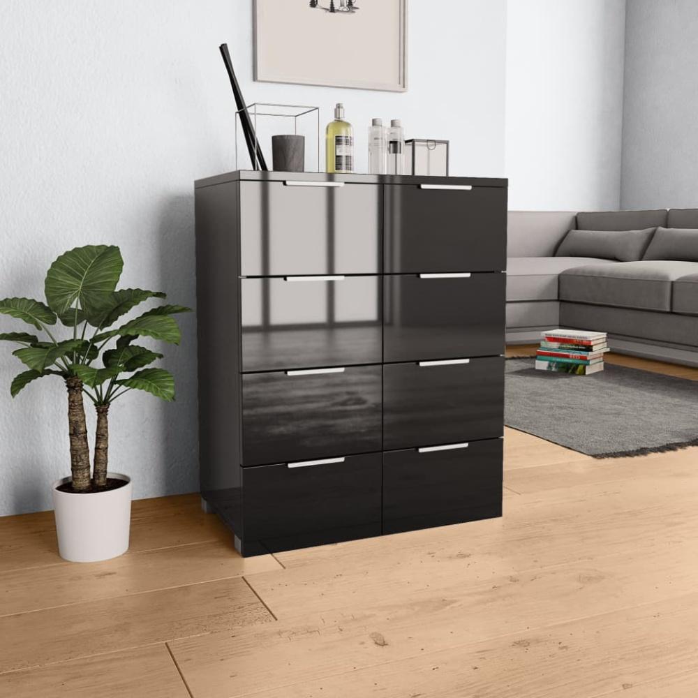 vidaXL Sideboard Hochglanz-Schwarz 60x35x80 cm Holzwerkstoff 283713 Bild 1