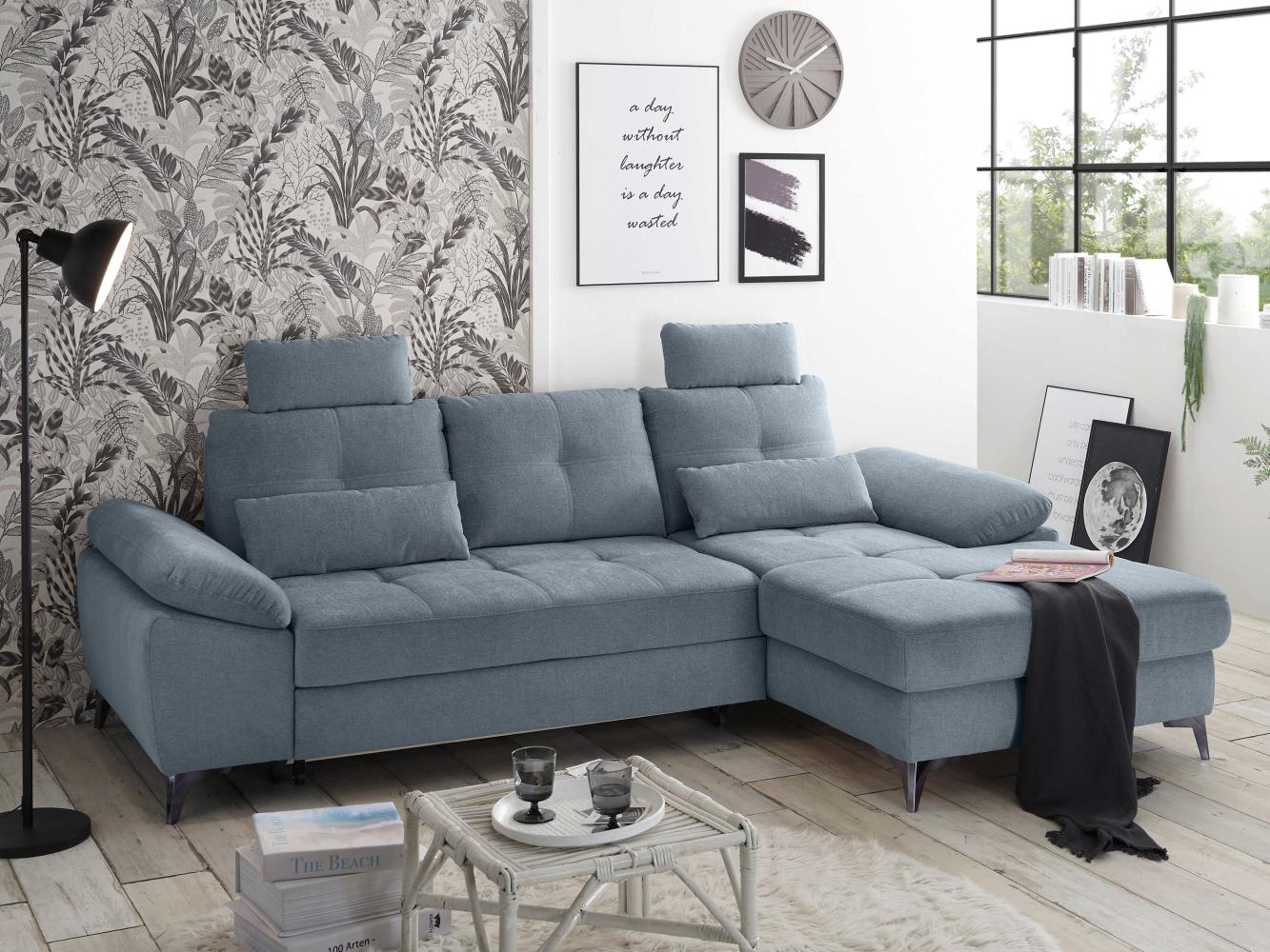 Kabs PolsterWelt Benjamin Ecksofa Microfaser Blau 270 x 170 x 90 cm Bild 1