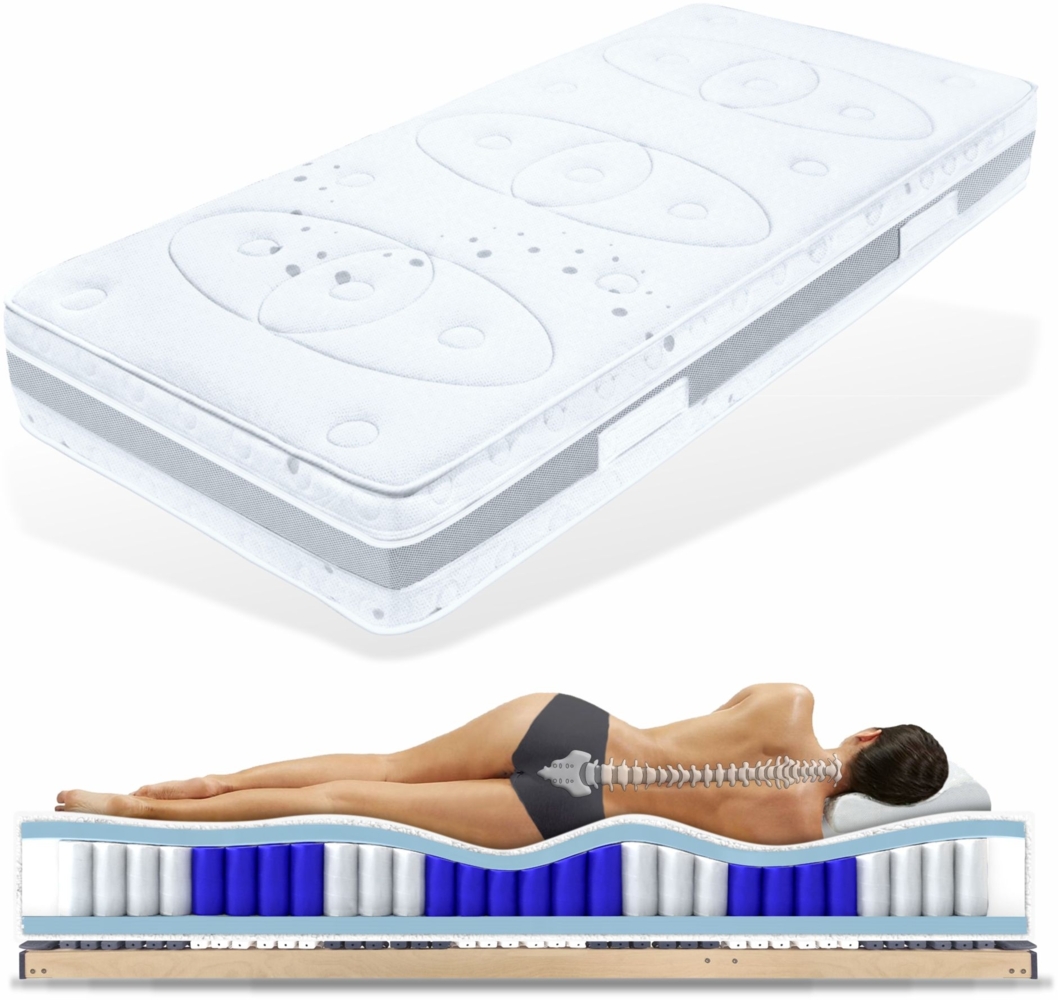 Taschenfederkernmatratze Med TTFK. 100x200cm. Härtegrad: H2. 25cm hoch mit Klimaausstattung Bild 1