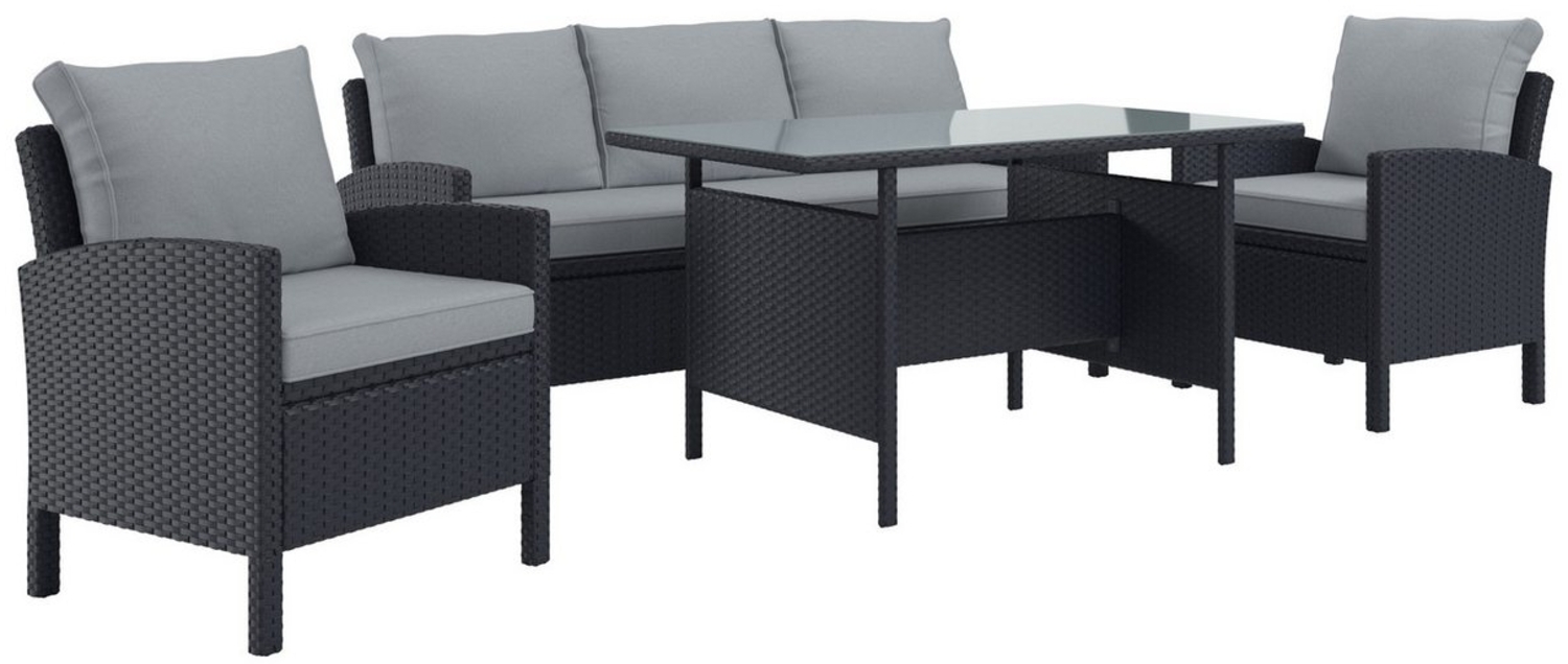 KONIFERA Gartenlounge-Set »Brooklyn«, (Set, 12-tlg, 1x3er Sofabank, 2 Sessel, Tisch 66 x 120 x 74 cm, inkl. Auflagen), Stahl/Polyrattan Bild 1