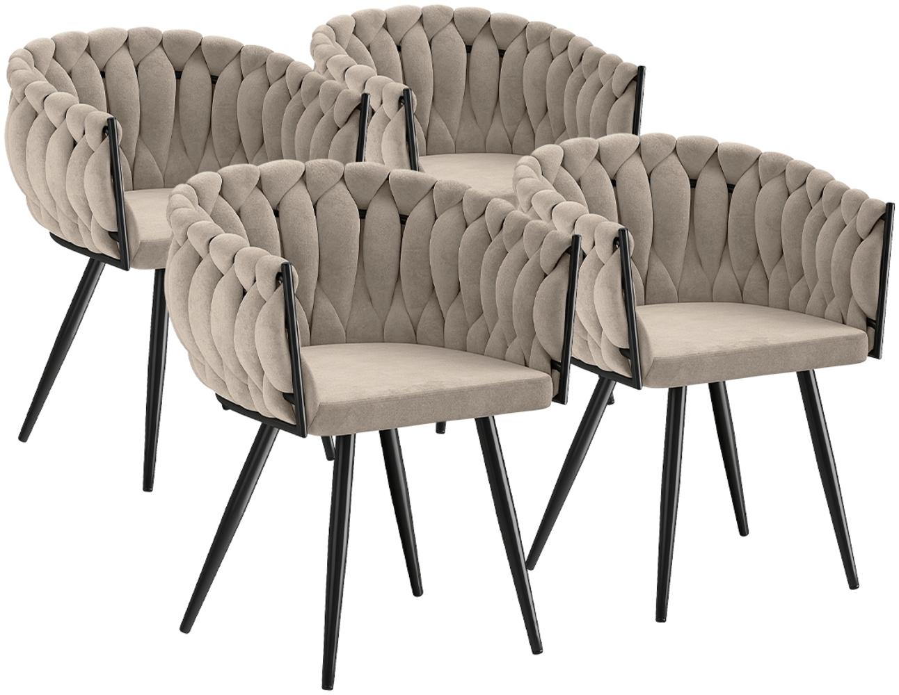 skølm 'Sudri' Esszimmerstühle, 4er Set, macchiato, gepolstert mit Samtbezug, bis 120 kg belastbar, höhenverstellbar Bild 1