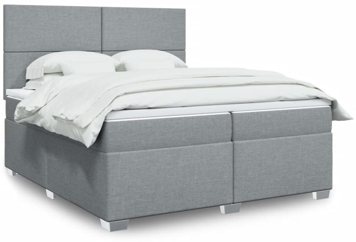 vidaXL Boxspringbett mit Matratze Hellgrau 200x200 cm Stoff 3292888 Bild 1