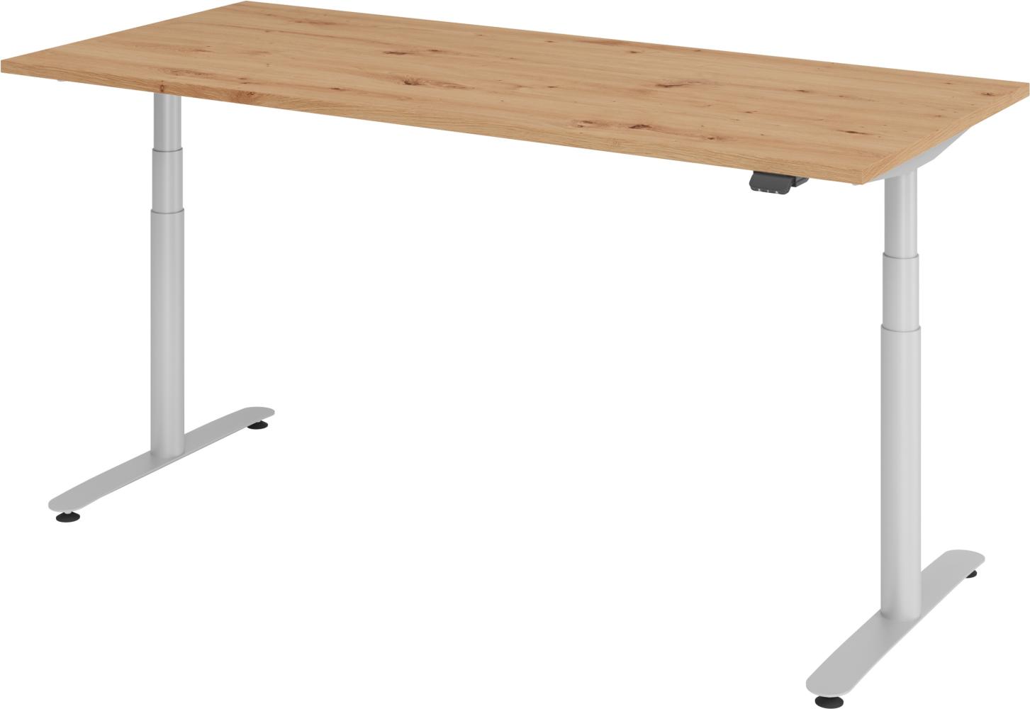 bümö® smarter Schreibtisch Serie-XDLR elektrisch höhenverstellbar mit App-Steuerung 180 x 80 cm in Asteiche / Silber Bild 1