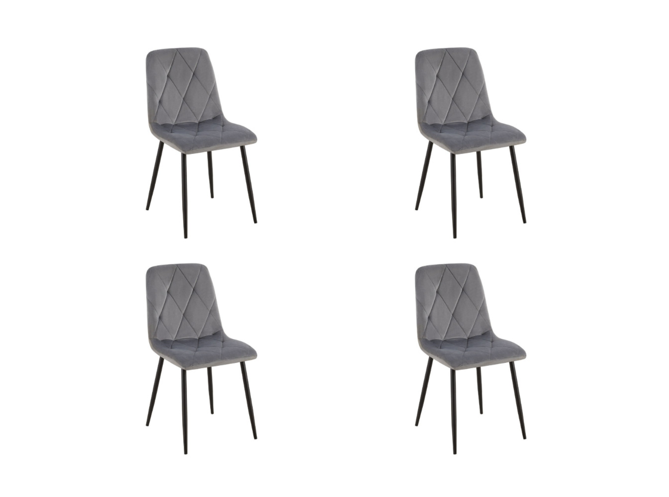 Esszimmerstuhl 4er Set Samt mit Metallgestell in Grau Polsterstuhl Modern Elegant, 45 x 87 x 41 cm Bild 1