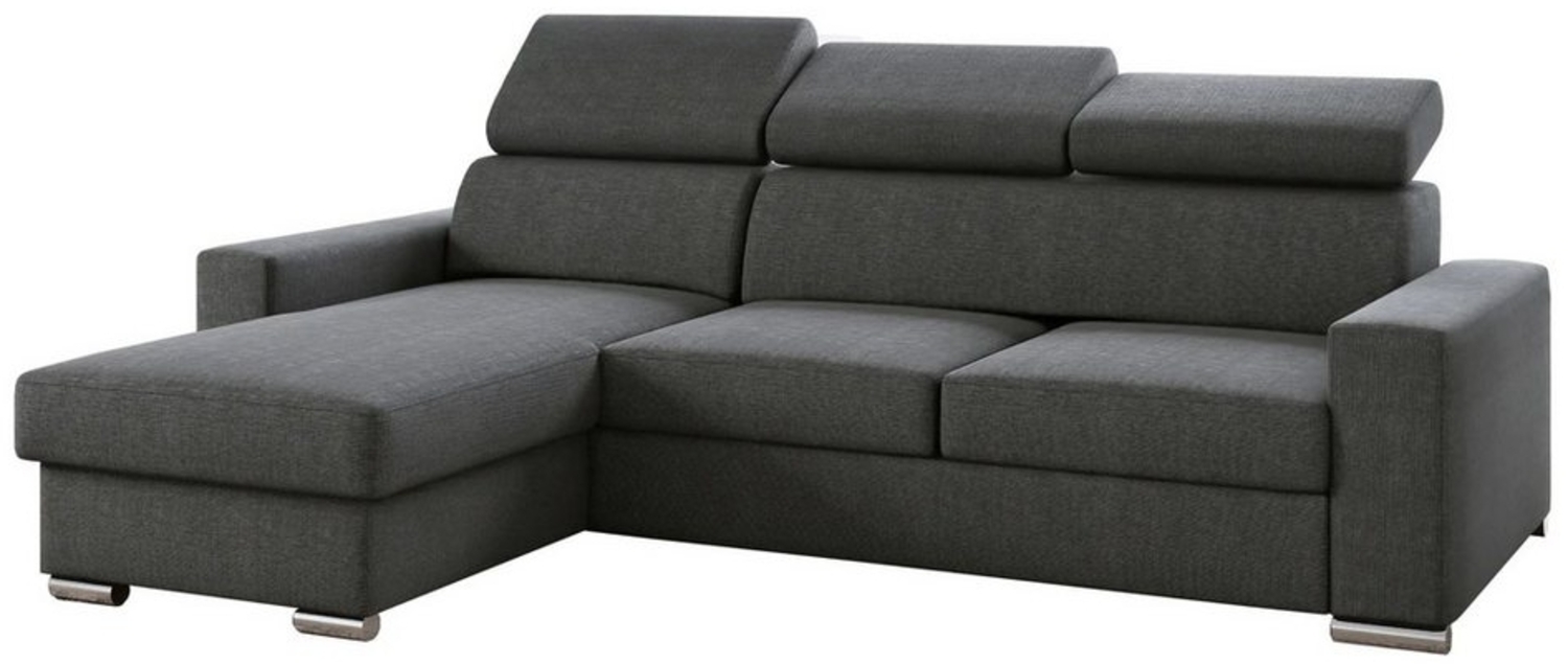 M-Punkt24 Ecksofa Ecksofa Bari Webstoff Grau oder Schwarz mit Bett und Bettkasten, Rechts und Links universell aufbaubar, mit Bettfunktion Bild 1