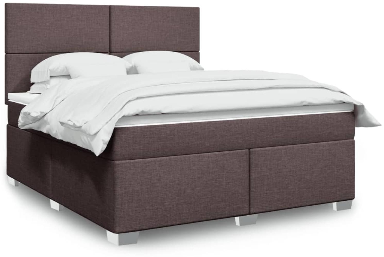 vidaXL Boxspringbett mit Matratze Dunkelbraun 180x200 cm Stoff 3292863 Bild 1