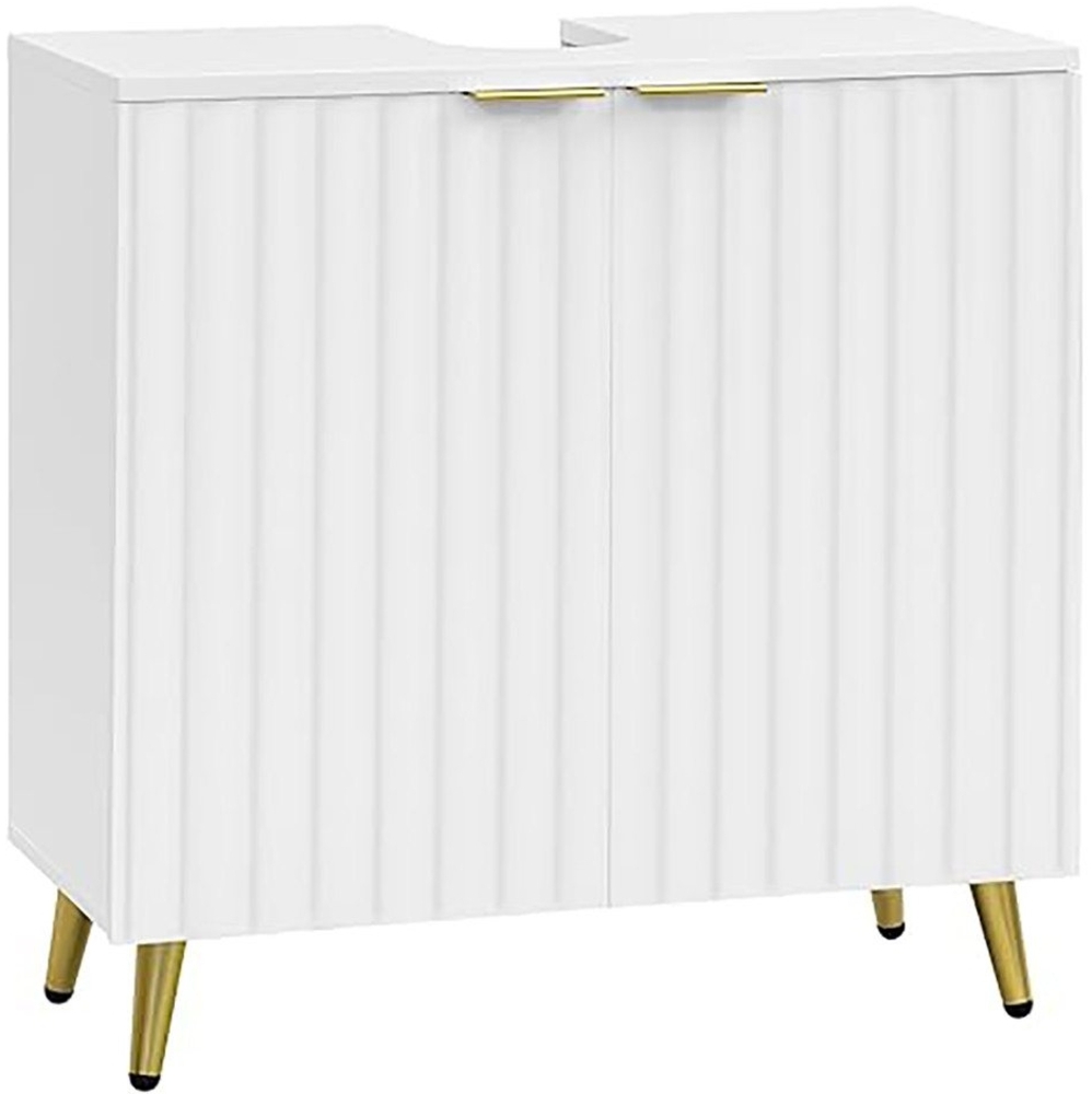 EUGAD Badkommode (1 St), Waschbeckenunterschrank, mit 2 Fächern, 2 Türen, weiß Bild 1