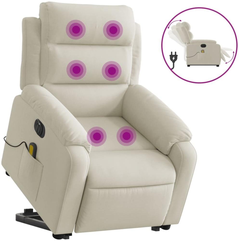 vidaXL Massagesessel mit Aufstehhilfe Elektrisch Creme Samt 3205134 Bild 1
