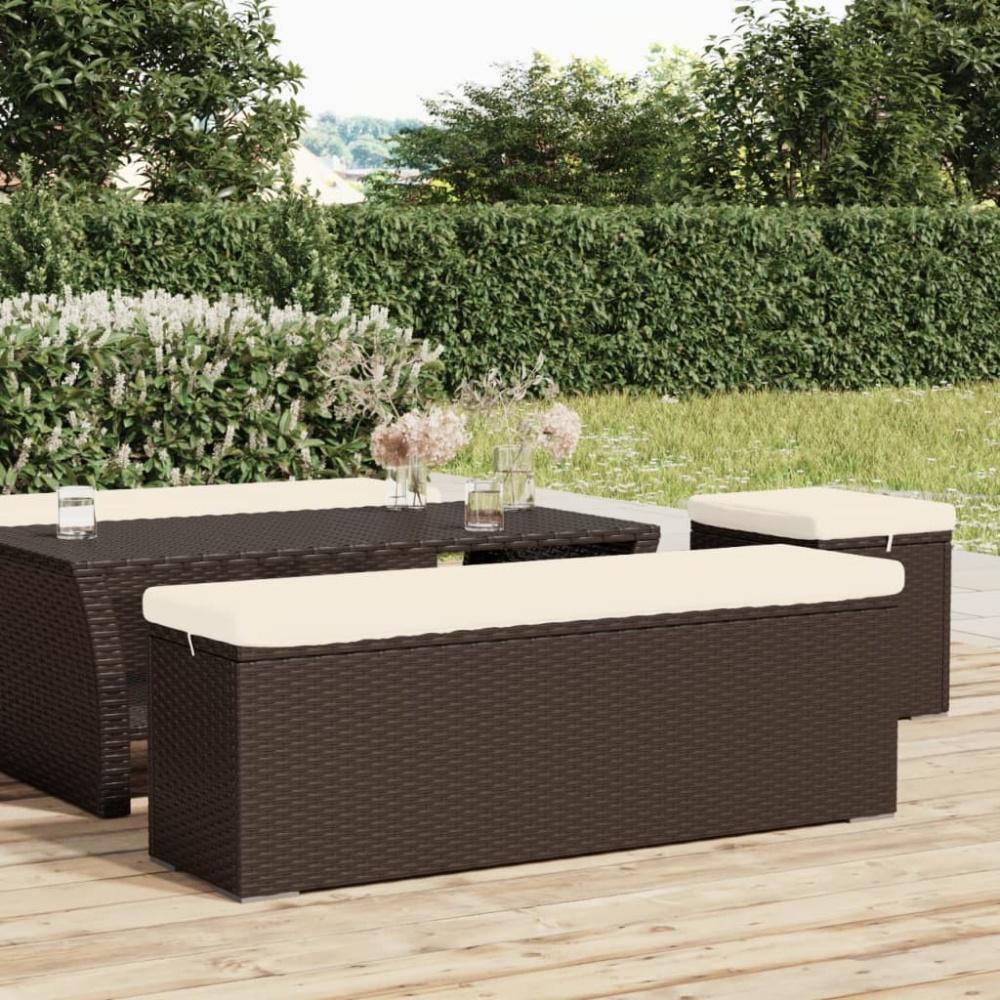 vidaXL Hockerbank mit Sitzkissen Braun 110x30x40 cm Poly Rattan 319397 Bild 1